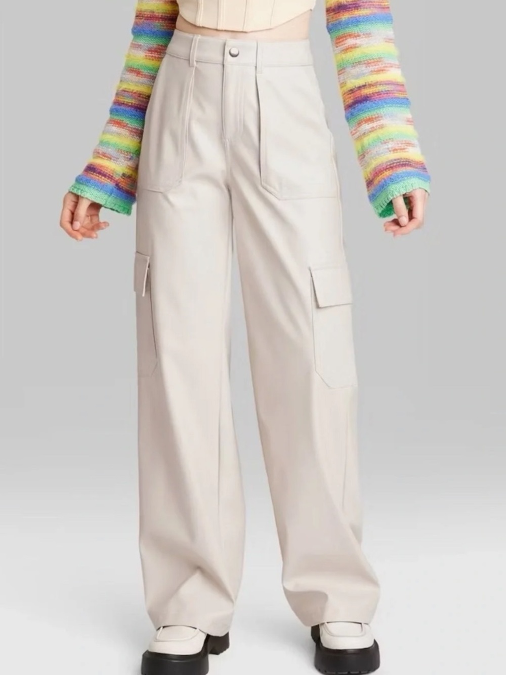 XS Cargo Faux Leather Pants Wild Fable